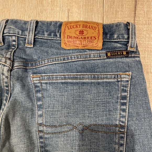 Vintage Lucky Brand Dungarees Flare Jeans Mid Rise Denim Jeans 14/32 Medium Wash - Picture 10 of 10